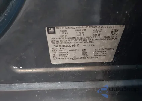 2018 GMC Terrain Sle z USA, uszkodzony, nr VIN 3GKALMEX1JL193115